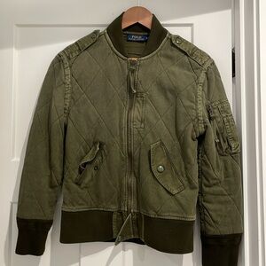 VINTAGE Polo by Ralph Lauren Olive Green Quilted Bomber Jacket